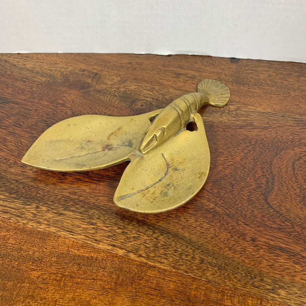 Vintage Penco Brass Lobster Trinket Nut Dish Tray Crawfish Nautical Ocean EUC